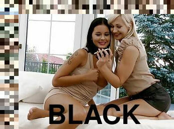 Her black haired friend makes her sexual wishes come true