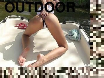 Her spectacularly tight teen body looks amazing outdoors
