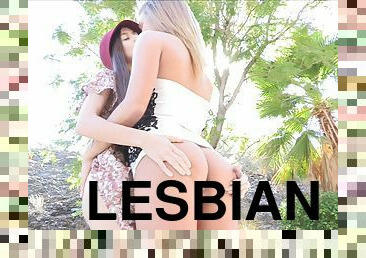 Lesbian babes grabbing handfuls of each other's nice asses