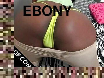 Ebony teen sweety flaunting big butt and sucking hard cock
