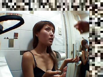 Asian amateur teen takes back shot in toilet and later snacks on dick in reality POV