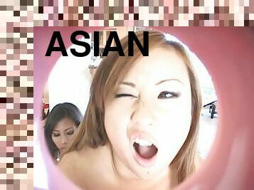 Homemade sex video with slutty Asian chick showing her tits