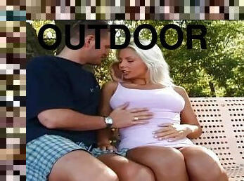 Seductive blonde babe gets fuck senseless outdoors