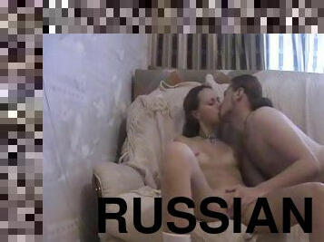 A Russian teen babes gets hers by slamming herself down on a big dick