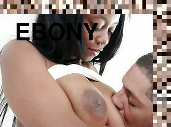 Ebony Porn star with big nipples in Interracial Hardcore action