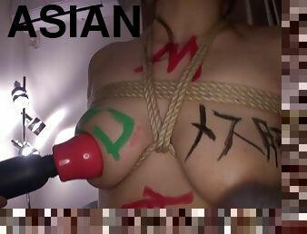 Tattooed Asian pornstar getting drilled till she gets a facial cumshot in BDSM