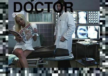 Blonde nurse in uniform gets naughty and nailed hardcore by doctor