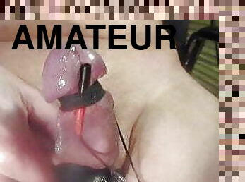 Big electro cumshot with cumplay and eating