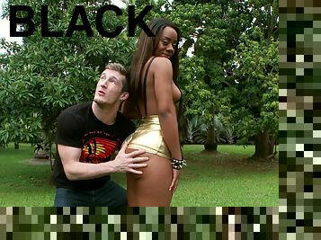 Nina gets her black pussy fingered and fucked in all poses