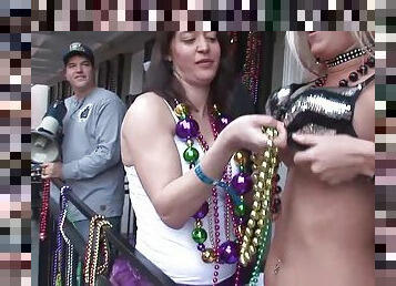 These girls are ready to everything for Mardi Gras beads