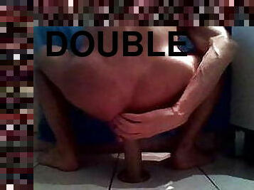 Double dildos in the ass. Hard fucking