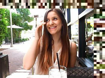 Delicious Nicole Talks About Sex In A Restaurant Outdoors