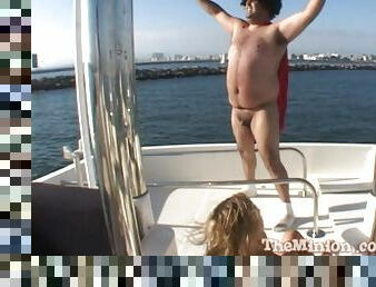 Magnificent Kat Serves A Nasty Blowjob Outdoors In A Yacht