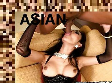 Super hot Asian shemale is getting dicked hard
