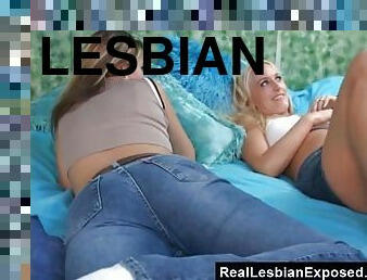 cona-pussy, lésbicas, loira, jeans, realidade