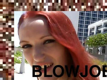 A passionate POV blowjob by a desirable redhead