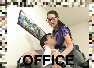 Gorgeous brunette Kortney Kane enjoys multiposition sex in an office