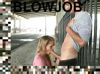 Cute Blonde Autumn Briggs Blowjobs Under the Bridge