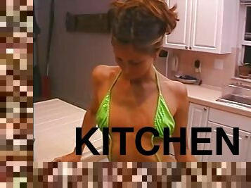 A Lady in Bikini with Small Tits Gets Banged In the Kitchen