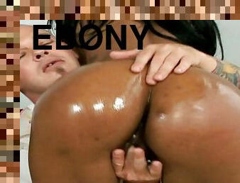Rough oiled up sex with the sexy Ebony babe Asia