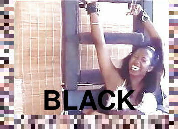 Sexy black girl feet tickling in stocks