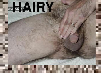 Enchanted Forest - Hairy guy with small dick gets hard, plays with precum and blows his load