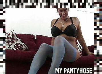 Rub your cock on my silky pantyhose JOI