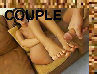 Brunette Eva Ramon pleases a guy with her sexy feet