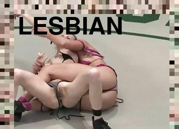 Two lesbians fuck on tatami after having a wrestling match