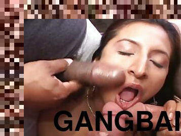 Exotic bitch gets all her holes drilled hard in a gangbang scene