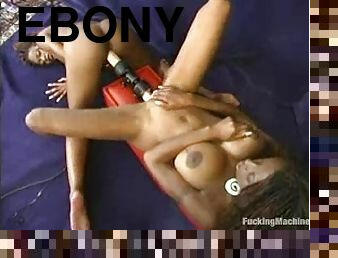 Ebony Latoya and Tierra toy their pussies with a double dong