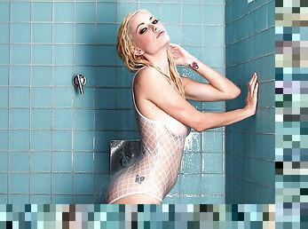 Playful Danielle Trixie show her hot body while taking a shower