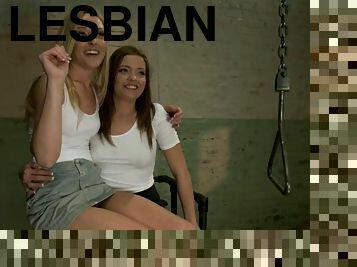 Two pretty chicks use fucking machines in their lesbian game