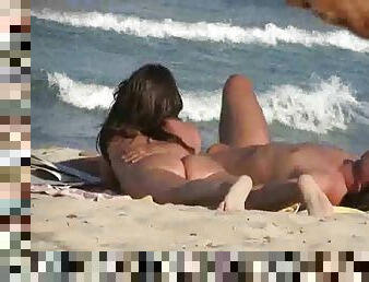 Horny Couple going horny  On the nudist  Beach