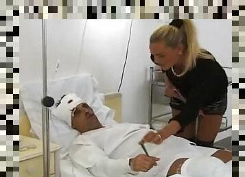 Adorable blonde girl fucks a guy in the hospital