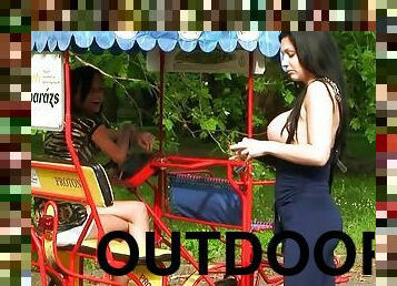 Aletta Ocean and Liz Valery having a rest in the park