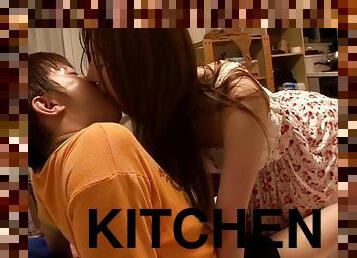 Yui Tatsumi gets hotly fucked from behind in the kitchen