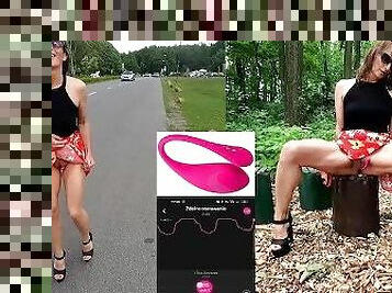 Public flashing in the Park with a Remote Vibrator