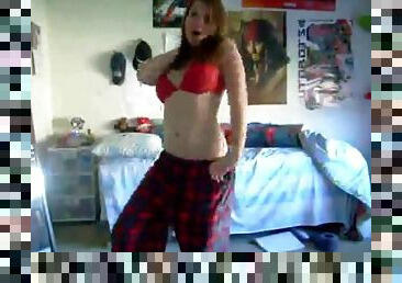Teen dancing in her undies in her room