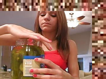 Hot Teen Eating Pickles As If They Were Hard Cocks