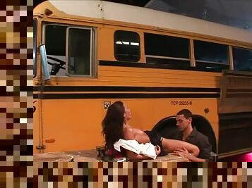 Horny Bus Driver Pounds A Student's Shaved Pussy