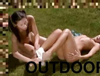 Sexy Lezzies Playing With Each Other's Pussies Outdoors