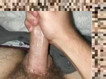 Huge thick load of cum dripping down cock