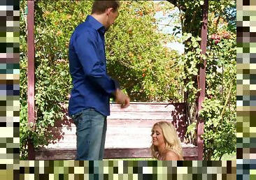 Horny Dude Fucking Astonishing Blonde Babe Outdoors