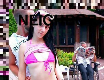 Hardcore fucking by the pool with seductive neighbor Krystal S