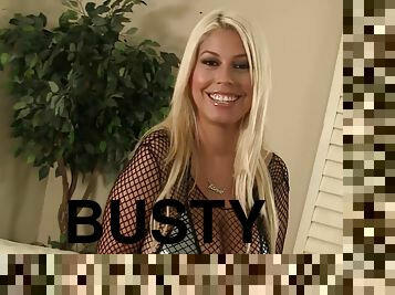 Busty blonde pornstar Bridgette B. in fishnet gets fucked hard