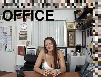 Wild fucking on the office table with amateur babe Tiffany Wells