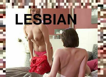 Charming lesbian babes lick their pussies and make each other cum