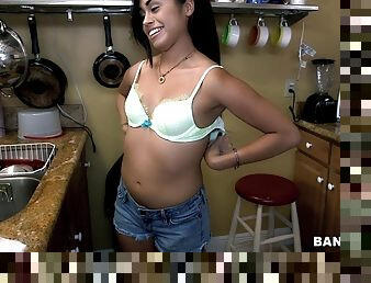 Small boobs maid Eva Saldana enjoys working naked. Amateur video
