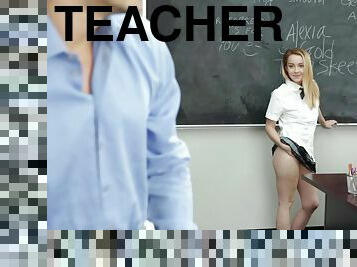 She doesn't wear panties to class so her teacher can enjoy the pussy